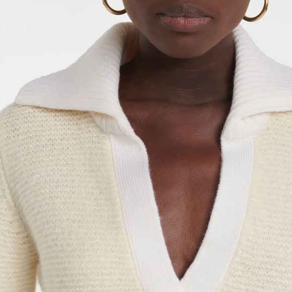 Veronica Beard Brogan Knit Wool Cashmere Polo Sweater - Picture 2 of 11